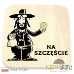 Grawerowana Deska/ Podkładka bukowa ŻYD + grosik, drewno naturalne