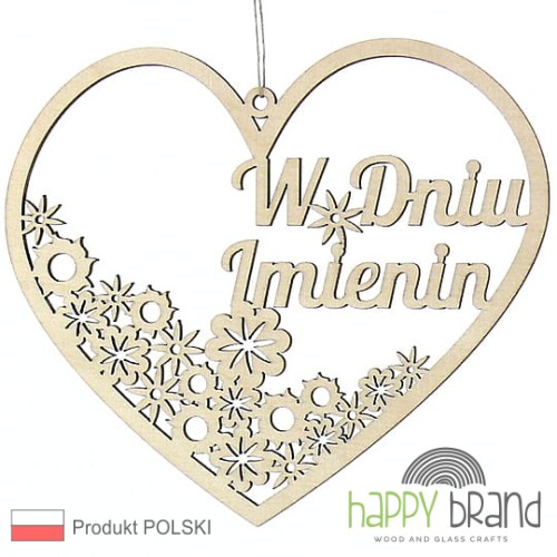 zawieszka serce z kwiatkami - W Dniu Imienin