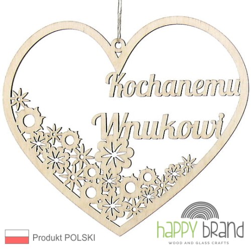 zawieszka serce z kwiatkami - Kochanemu Wnukowi