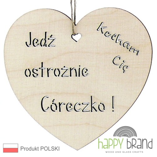 zawieszka do lusterka samochodu - Serce dla Córki