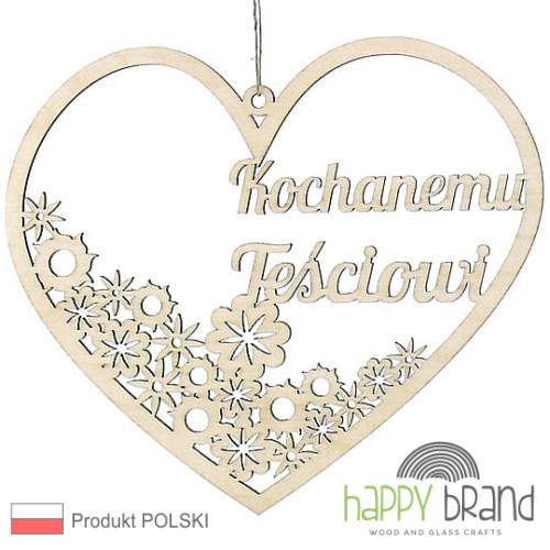 zawieszka serce z kwiatkami - Kochanemu Teściowi