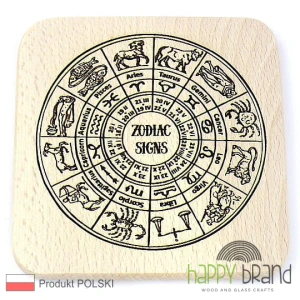Grawerowana Deska/ Podkładka bukowa ZNAKI ZODIAKU W02