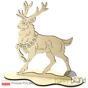 Renifer 3D, stojący ze sklejki drewnianej 