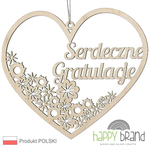 zawieszka serce z kwiatkami - Serdeczne Gratulacje