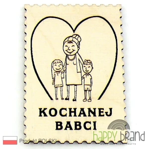 Magnes dla Babci  - ze sklejki, grawerowany, mocny neodymowy