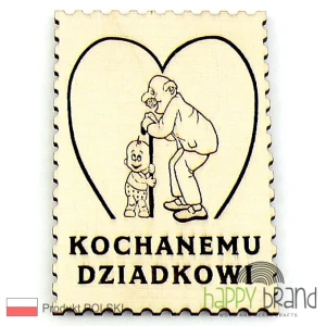Magnes dla Dziadka  - ze sklejki, grawerowany, mocny neodymowy