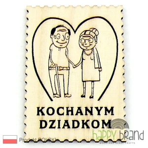 Magnes dla Dziadków - ze sklejki, grawerowany, mocny neodymowy