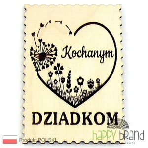 Magnes dla Dziadków kwiatki - ze sklejki, grawerowany, mocny neodymowy