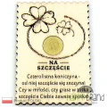 Magnes koniczynka z grosikiem i wierszykiem.jpg