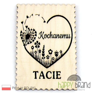 Magnes dla Taty kwiatki - ze sklejki, grawerowany, mocny neodymowy