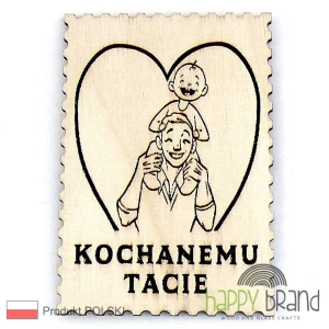 Magnes dla Taty  - ze sklejki, grawerowany, mocny neodymowy