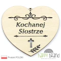 serce zawieszka na znicz - Kochanej Siostrze naturalny kolor drewna