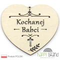serce zawieszka na znicz - Kochanej Babci naturalny kolor drewna