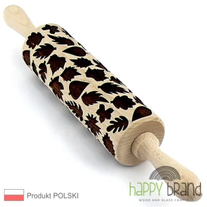 Wałek GRAWEROWANY do ciasta, modeliny - LIŚCIE 014W