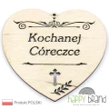 serce zawieszka na znicz - Kochanej Córeczce naturalny kolor drewna