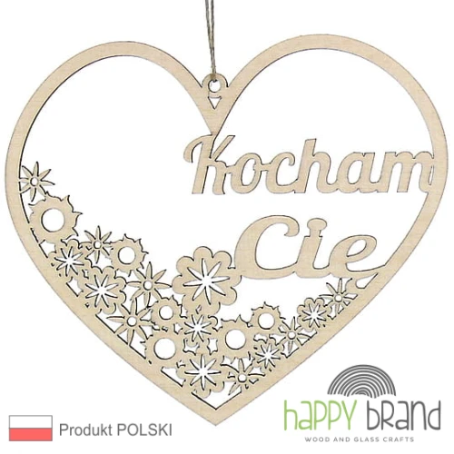 zawieszka serce z kwiatkami - Kocham Cię