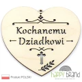 serce zawieszka na znicz - Kochanemu Dziadkowi naturalny kolor drewna