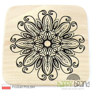 Grawerowana Deska/ Podkładka bukowa MANDALA M01, drewno naturalne