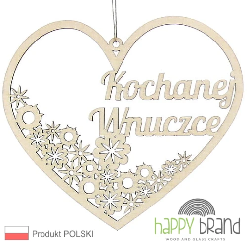 zawieszka serce z kwiatkami - Kochanej Wnuczce