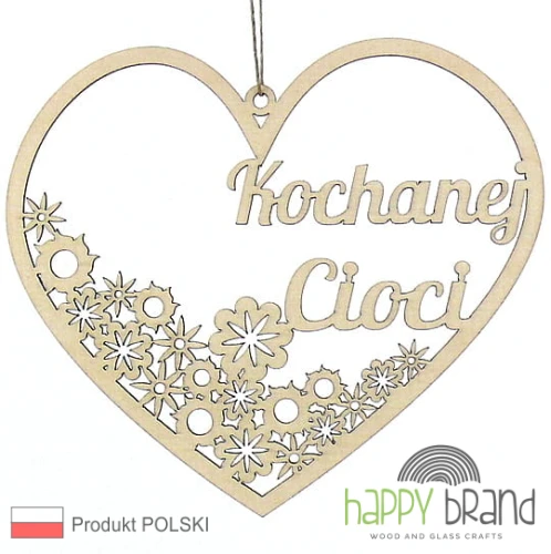 zawieszka serce z kwiatkami - Kochanej Cioci