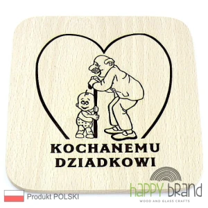 Grawerowana Deska/ Podkładka bukowa KOCHANEMU DZIADKOWI 15 x 15cm