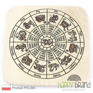 Grawerowana Deska/ Podkładka bukowa CHIŃSKI ZODIAK W01