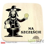 Grawerowana Deska/ Podkładka bukowa ŻYD + grosik, drewno naturalne