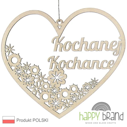 zawieszka serce z kwiatkami - Kochanej Kochanki