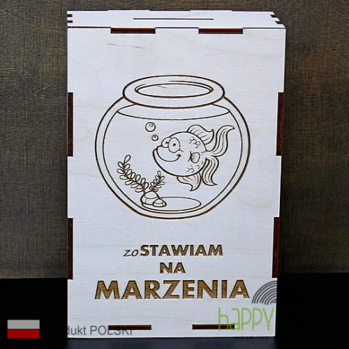 skarbonka grawerowana Złota Rybka - front