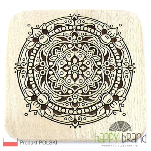 Grawerowana Deska/ Podkładka bukowa MANDALA M03, drewno naturalne
