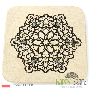 Grawerowana Deska/ Podkładka bukowa MANDALA M04, drewno naturalne