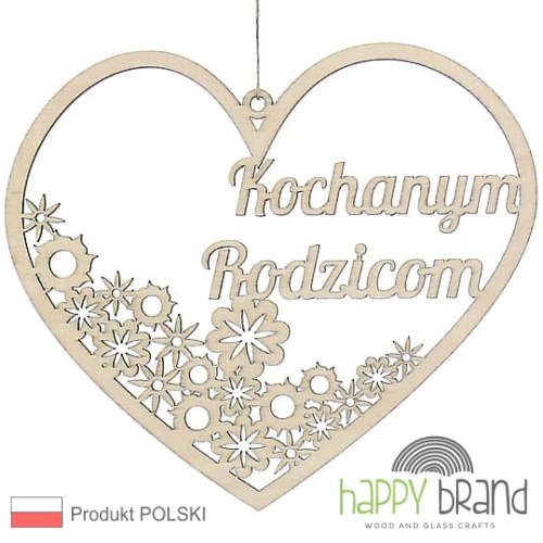 zawieszka serce z kwiatkami - Kochanym Rodzicom