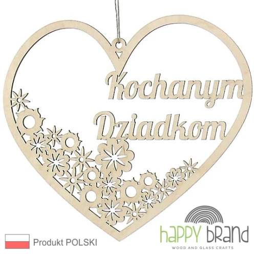 zawieszka serce z kwiatkami - Kochanym Dziadkom