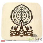 Grawerowana Deska/ Podkładka bukowa FOLK koguty L08, drewno naturalne