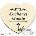 serce zawieszka na znicz - Kochanej Mamie naturalny kolor drewna