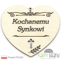 serce zawieszka na znicz - Kochanemu Synkowi naturalny kolor drewna