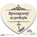 serce zawieszka na znicz - Spoczywaj w Pokoju naturalny kolor drewna