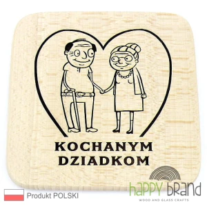 Grawerowana Deska/ Podkładka bukowa KOCHANYM DZIADKOM 15 x 15cm