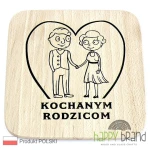Grawerowana Deska/ Podkładka bukowa KOCHANYM RODZICOM 15 x 15cm