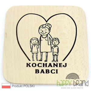 Grawerowana Deska/ Podkładka bukowa KOCHANEJ BABCI 15 x 15cm